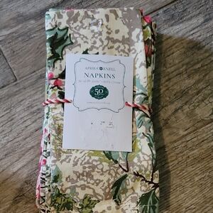 April Cornell MERRY ANTIQUE Cloth Napkins Rose Foliage Set of 10 NEW